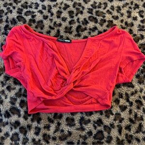 Fashion Nova Bold Red Twist Crop Top